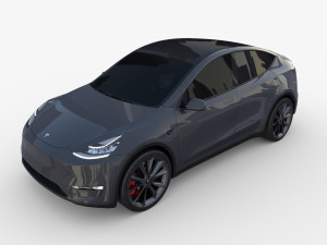 tesla model y awd midnight silver with chassis 3D मॉडल