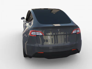 tesla model y awd midnight silver with chassis 3D Model