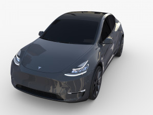 tesla model y awd midnight silver with chassis 3D मॉडल