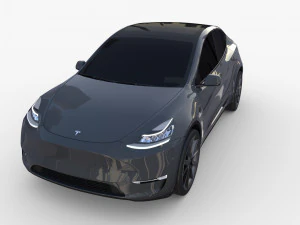 tesla model y awd midnight silver with chassis 3D Model