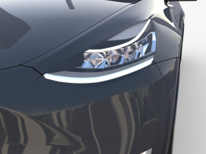 tesla model y awd midnight silver with chassis 3D मॉडल