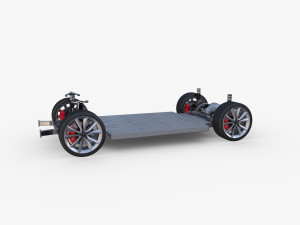 tesla model y awd midnight silver with chassis 3D मॉडल