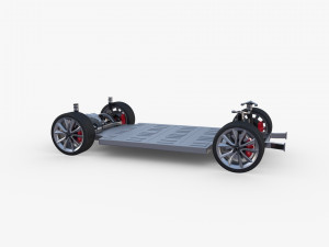 tesla model y awd midnight silver with chassis 3D मॉडल