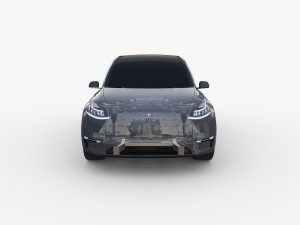 tesla model y awd midnight silver with chassis 3D मॉडल