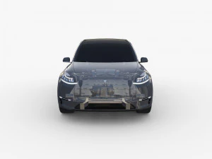 tesla model y awd midnight silver with chassis 3D Model