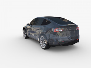 tesla model y awd midnight silver with chassis 3D मॉडल