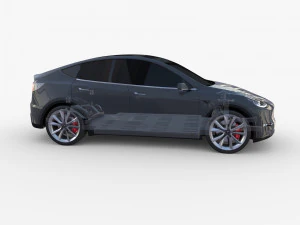 tesla model y awd midnight silver with chassis 3D Model