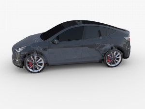 tesla model y awd midnight silver with chassis 3D मॉडल