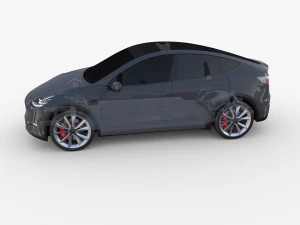 tesla model y awd midnight silver with chassis 3D Model