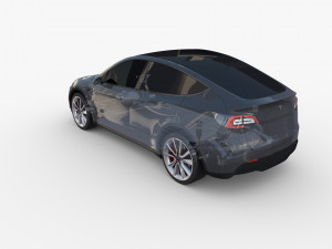 tesla model y awd midnight silver with chassis 3D मॉडल