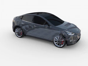 tesla model y awd midnight silver with chassis 3D Model