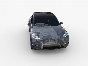 tesla model y awd midnight silver with chassis 3D मॉडल