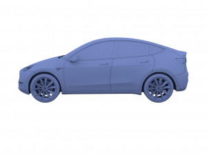 tesla model y awd midnight silver with chassis 3D मॉडल