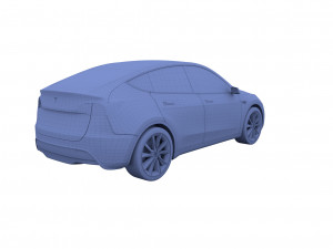 tesla model y awd midnight silver with chassis 3D मॉडल