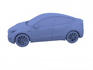 tesla model y awd midnight silver with chassis 3D मॉडल
