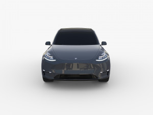 tesla model y awd midnight silver with chassis 3D मॉडल