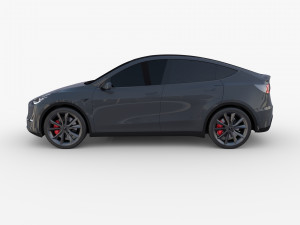 tesla model y awd midnight silver with chassis 3D मॉडल