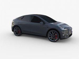 tesla model y rwd midnight silver with chassis Modelo 3D