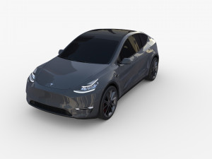 tesla model y rwd midnight silver with chassis Modelo 3D