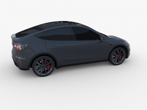 tesla model y rwd midnight silver with chassis Modelo 3D