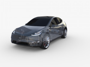 tesla model y rwd midnight silver with chassis Modelo 3D