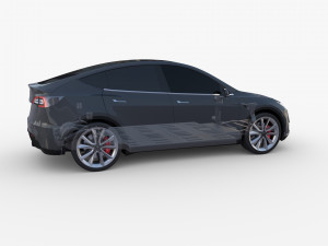 tesla model y rwd midnight silver with chassis Modelo 3D