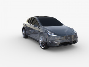 tesla model y rwd midnight silver with chassis Modelo 3D