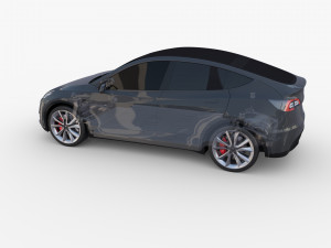 tesla model y rwd midnight silver with chassis Modelo 3D