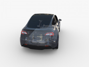 tesla model y rwd midnight silver with chassis Modelo 3D
