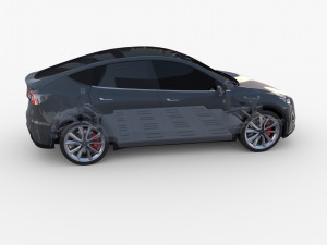tesla model y rwd midnight silver with chassis Modelo 3D