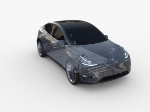 tesla model y rwd midnight silver with chassis Modelo 3D
