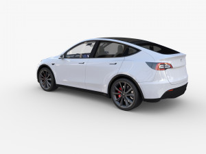 tesla model y white with interior Model 3D