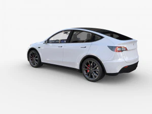 tesla model y white with interior 3D Model