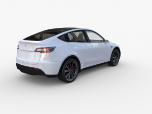 tesla model y white with interior Model 3D