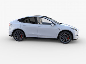 tesla model y white with interior Model 3D