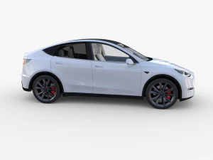 tesla model y white with interior 3D Model