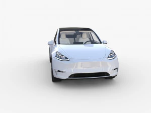 tesla model y white with interior 3D Model