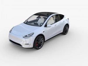 tesla model y white with interior 3D Model