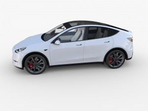 tesla model y white with interior Model 3D