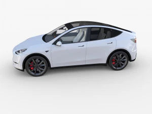 tesla model y white with interior 3D Model
