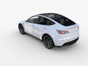 tesla model y white with interior Model 3D