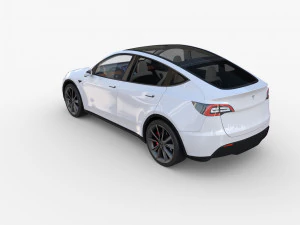 tesla model y white with interior 3D Model