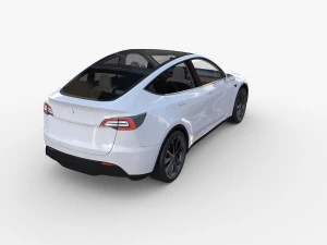 tesla model y white with interior 3D Model