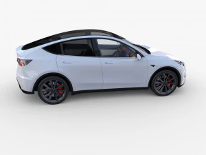 tesla model y white with interior 3D Model