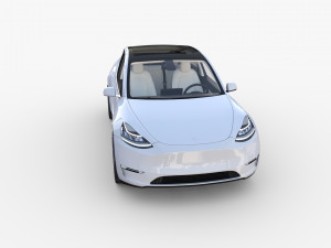 tesla model y white with interior Model 3D