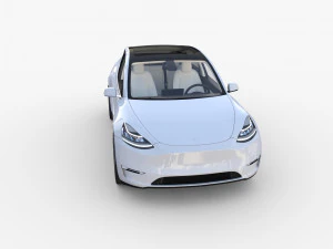 tesla model y white with interior 3D Model