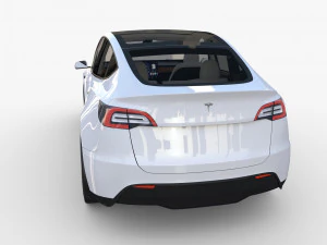 tesla model y white with interior 3D Model