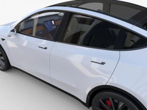 tesla model y white with interior 3D Model