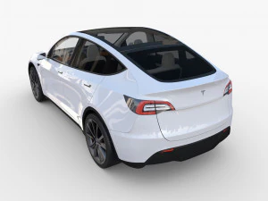 tesla model y white with interior 3D Model