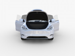 tesla model y white with interior Model 3D